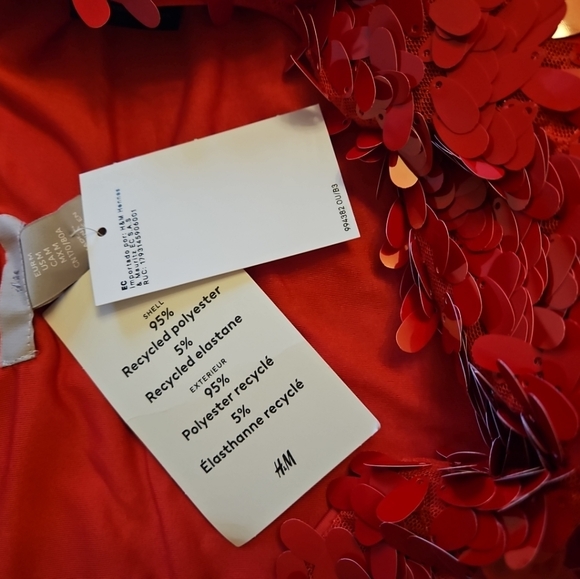 New Holiday 2024 H&M Red Sequined Midi Skirt Sz XS S L - Picture 5 of 8